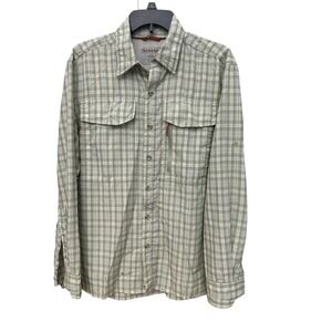 Simms Fly Fishing Shirt Medium Men's Green Cor3 Series Button Up #EF2-8